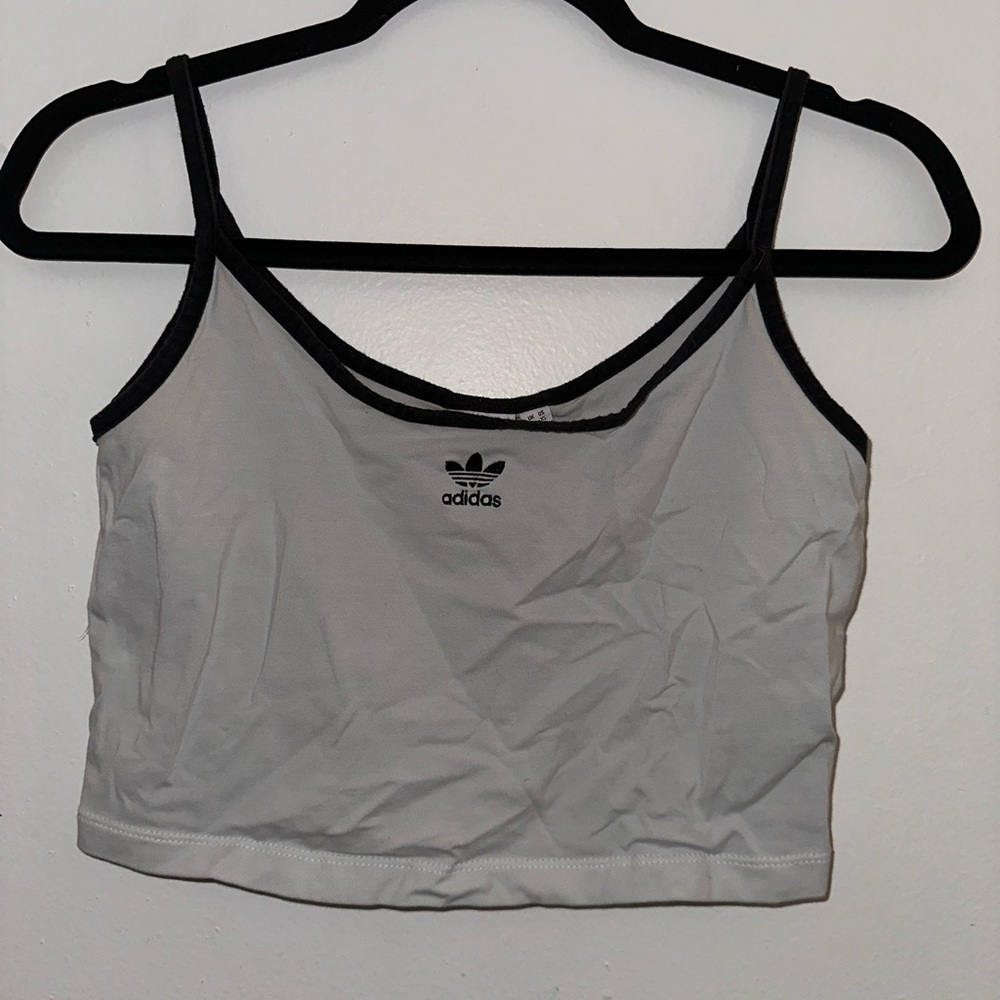 Adidas White and Black Crop Top